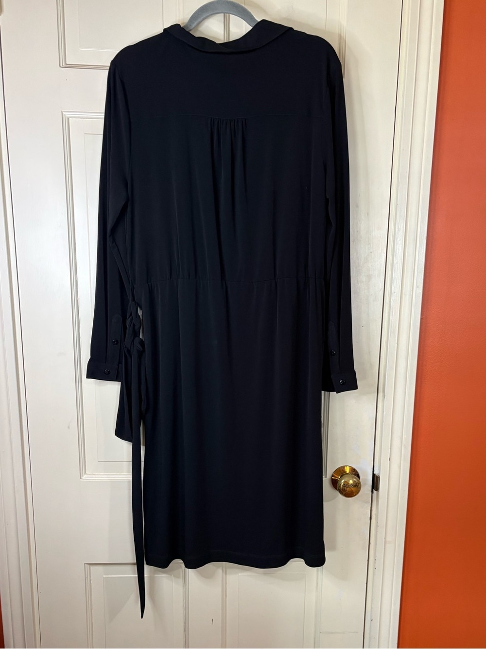 Planet Dress  10 US 14 UK Black Wrap Midi Long Sleeve Belted Office Chic New - Picture 8 of 12